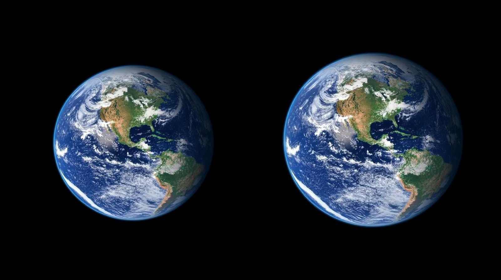 1Gと1.26Gの地球を並べて比較したイメージ画像